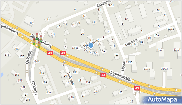 Częstochowa, Wiśniowa, 5B, mapa Częstochowy