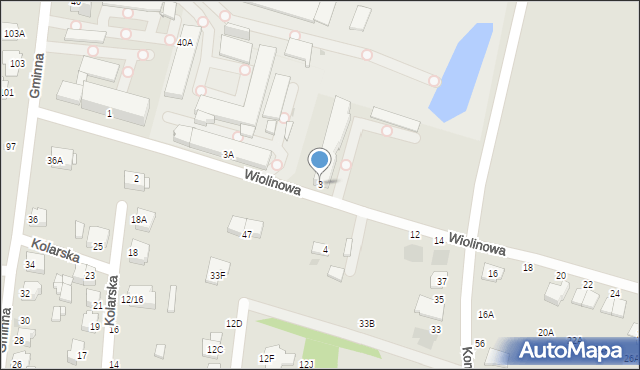 Częstochowa, Wiolinowa, 3, mapa Częstochowy