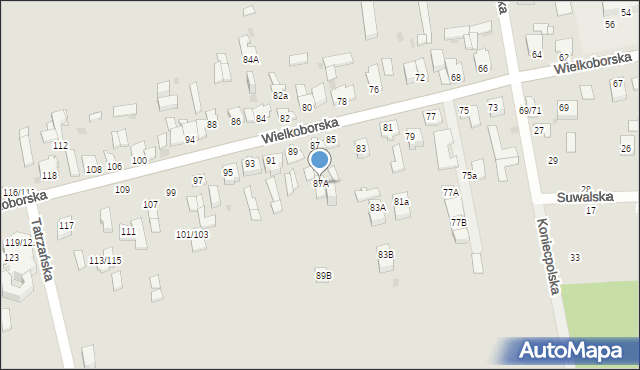 Częstochowa, Wielkoborska, 87A, mapa Częstochowy