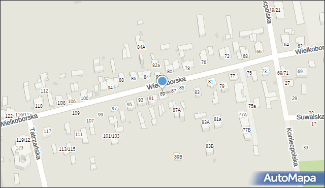 Częstochowa, Wielkoborska, 89, mapa Częstochowy