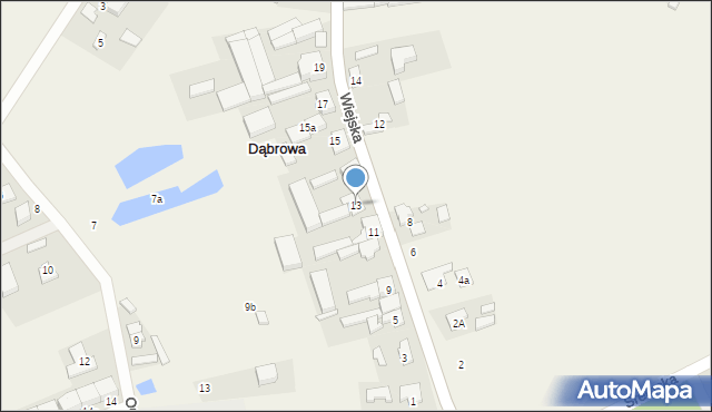 Dąbrowa, Wiejska, 13, mapa Dąbrowa