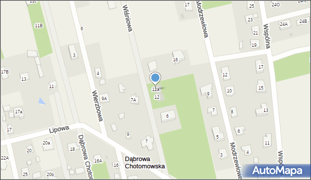 Dąbrowa Chotomowska, Wiśniowa, 12a, mapa Dąbrowa Chotomowska