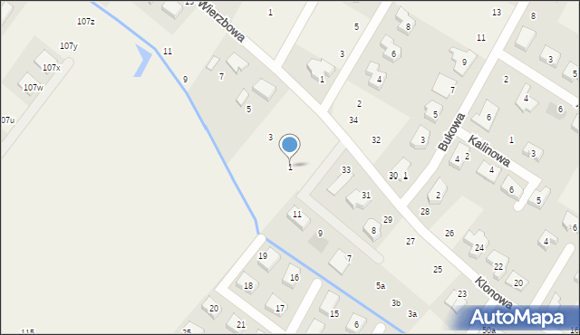 Daszewice, Wierzbowa, 1, mapa Daszewice