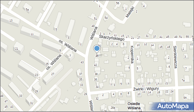 Dęblin, Wiślana, 46, mapa Dęblin