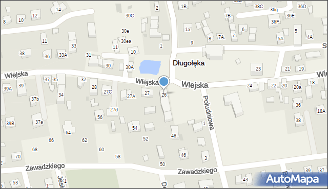 Długołęka, Wiejska, 26, mapa Długołęka