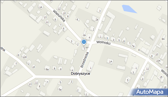 Dobryszyce, Wieluńska, 1, mapa Dobryszyce