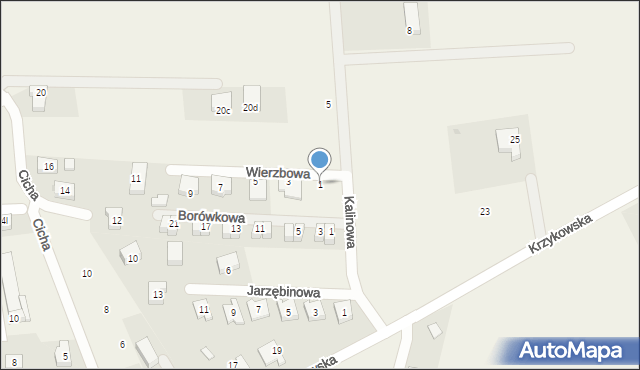 Dobrzykowice, Wierzbowa, 1, mapa Dobrzykowice