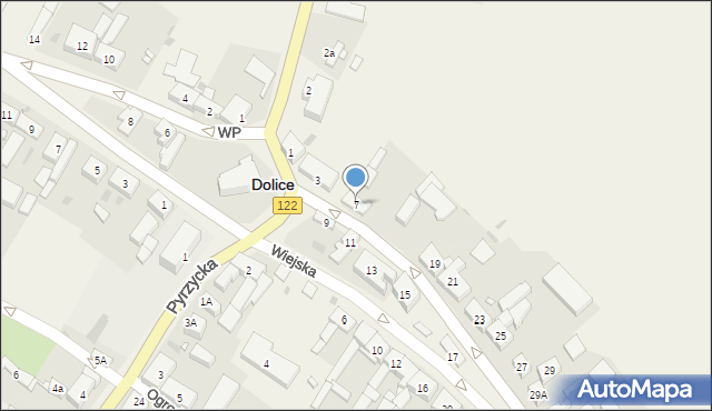 Dolice, Wiejska, 7, mapa Dolice