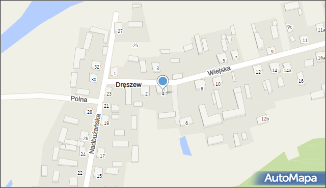 Dręszew, Wiejska, 4, mapa Dręszew