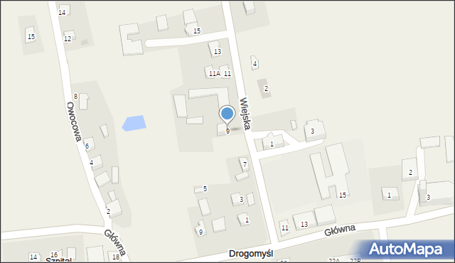 Drogomyśl, Wiejska, 9, mapa Drogomyśl