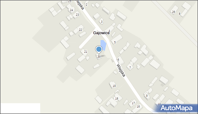 Gajowice, Wiejska, 20, mapa Gajowice
