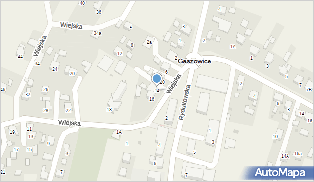 Gaszowice, Wiejska, 14, mapa Gaszowice