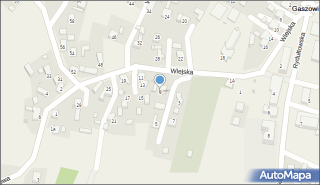 Gaszowice, Wiejska, 9, mapa Gaszowice