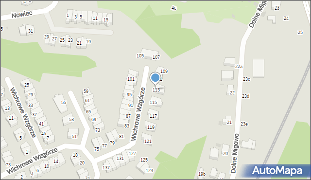 Gdańsk, Wichrowe Wzgórze, 113, mapa Gdańska