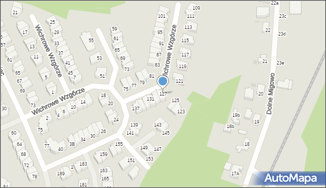 Gdańsk, Wichrowe Wzgórze, 127, mapa Gdańska