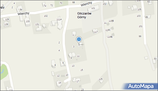 Gliczarów Górny, Widokowa, 7, mapa Gliczarów Górny