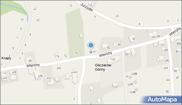 Gliczarów Górny, Wierchy, 68, mapa Gliczarów Górny