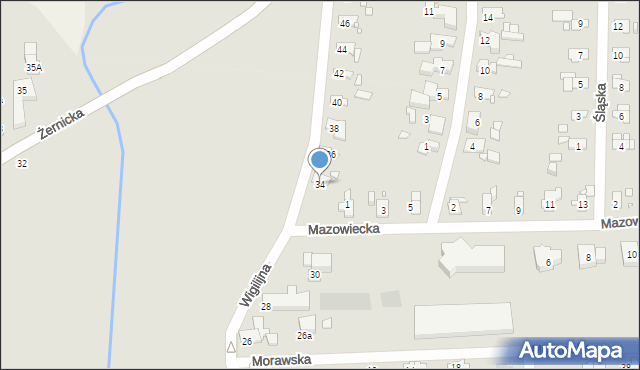 Gliwice, Wigilijna, 34, mapa Gliwic