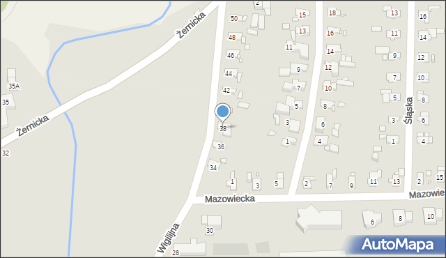 Gliwice, Wigilijna, 38, mapa Gliwic