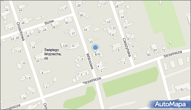 Gliwice, Wiśniowa, 6, mapa Gliwic