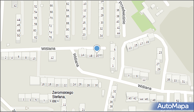 Gliwice, Wiślana, 1C, mapa Gliwic