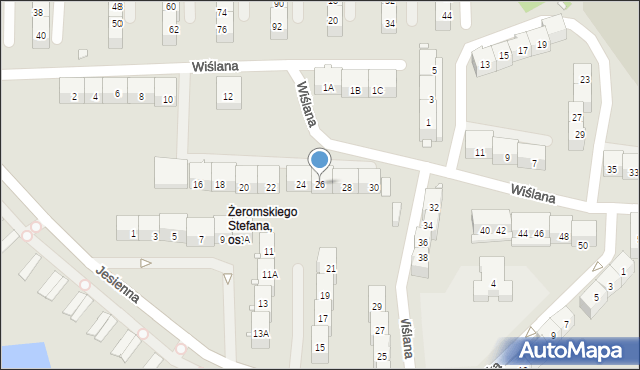 Gliwice, Wiślana, 26, mapa Gliwic