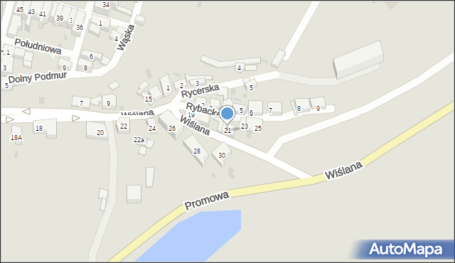 Gniew, Wiślana, 21, mapa Gniew