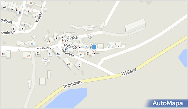 Gniew, Wiślana, 25, mapa Gniew