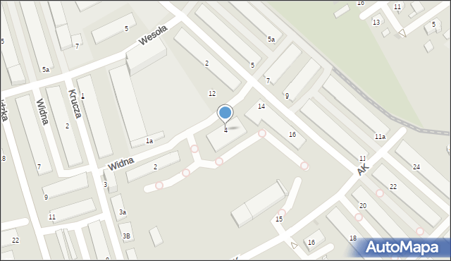 Gniezno, Widna, 4, mapa Gniezna