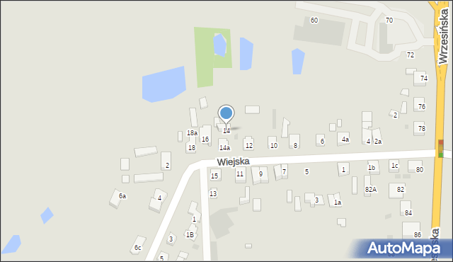 Gniezno, Wiejska, 14, mapa Gniezna