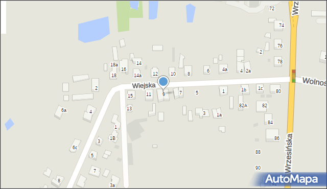 Gniezno, Wiejska, 9, mapa Gniezna