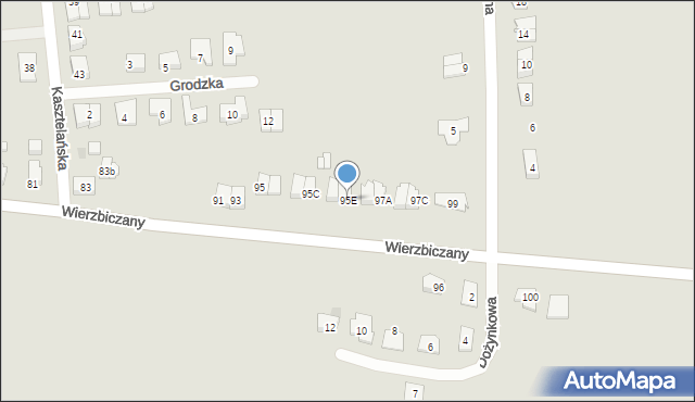 Gniezno, Wierzbiczany, 95E, mapa Gniezna