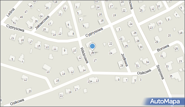 Gniezno, Wiklinowa, 15, mapa Gniezna