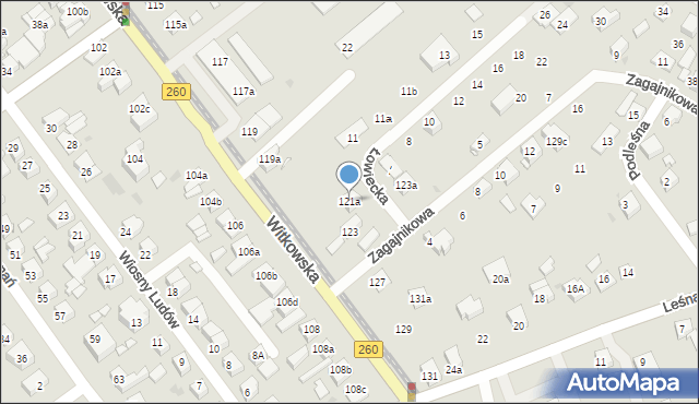Gniezno, Witkowska, 121a, mapa Gniezna