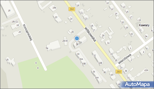 Gniezno, Witkowska, 28, mapa Gniezna