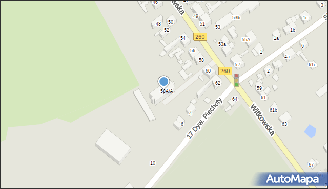 Gniezno, Witkowska, 58a, mapa Gniezna