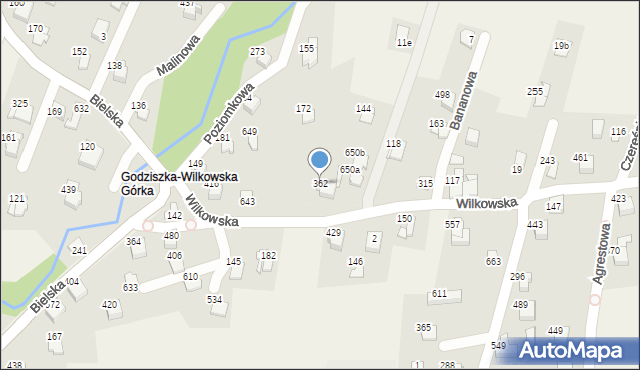 Godziszka, Wilkowska, 362, mapa Godziszka