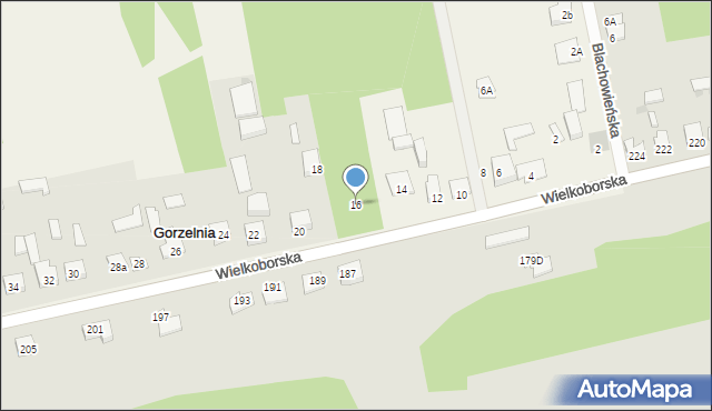 Gorzelnia, Wielkoborska, 16, mapa Gorzelnia