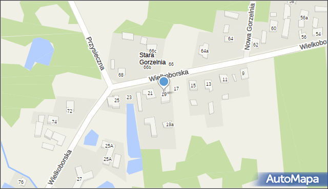 Gorzelnia, Wielkoborska, 19, mapa Gorzelnia