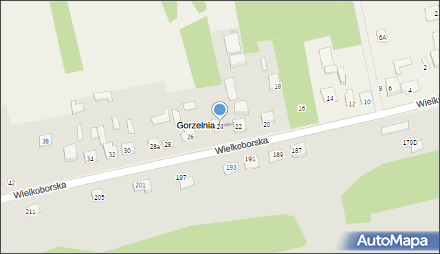 Gorzelnia, Wielkoborska, 24, mapa Gorzelnia