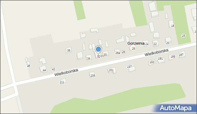 Gorzelnia, Wielkoborska, 32, mapa Gorzelnia