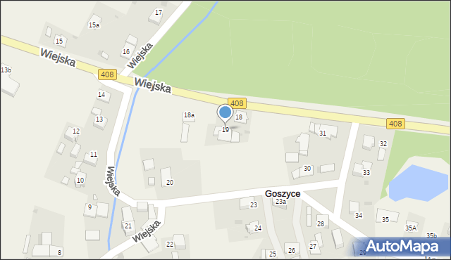 Goszyce, Wiejska, 19, mapa Goszyce