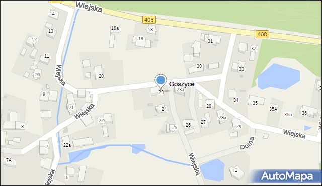 Goszyce, Wiejska, 23, mapa Goszyce