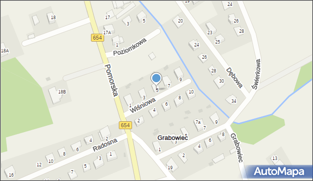 Grabowiec, Wiśniowa, 5, mapa Grabowiec