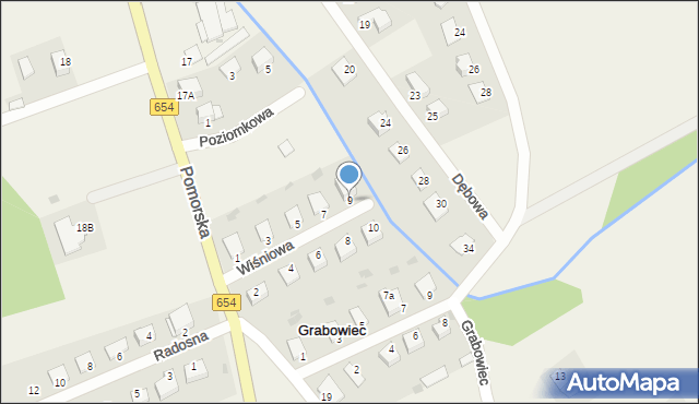 Grabowiec, Wiśniowa, 9, mapa Grabowiec