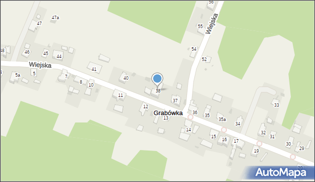 Grabówka, Wiejska, 38, mapa Grabówka