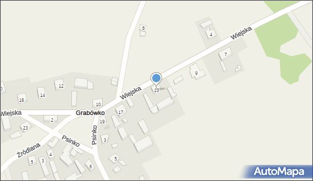 Grabówko, Wiejska, 13, mapa Grabówko