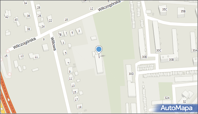 Grójec, Wilczogórska, 1, mapa Grójec