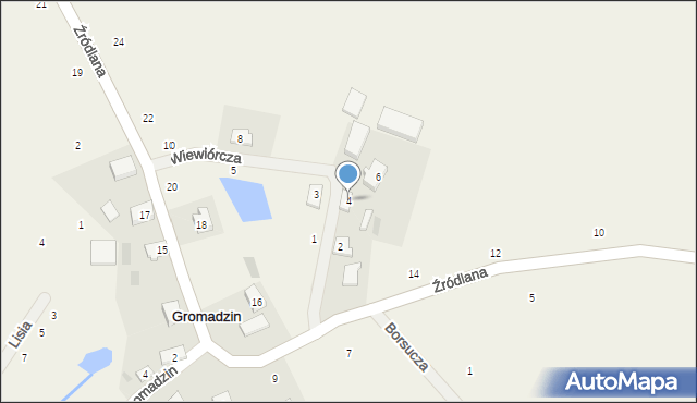Gromadzin, Wiewiórcza, 4, mapa Gromadzin