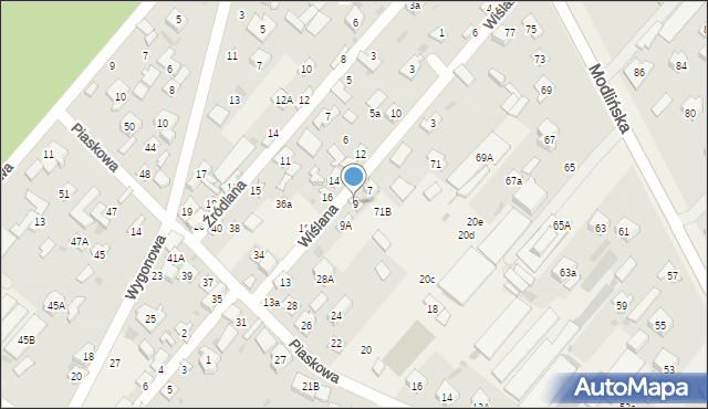 Jabłonna, Wiślana, 9, mapa Jabłonna